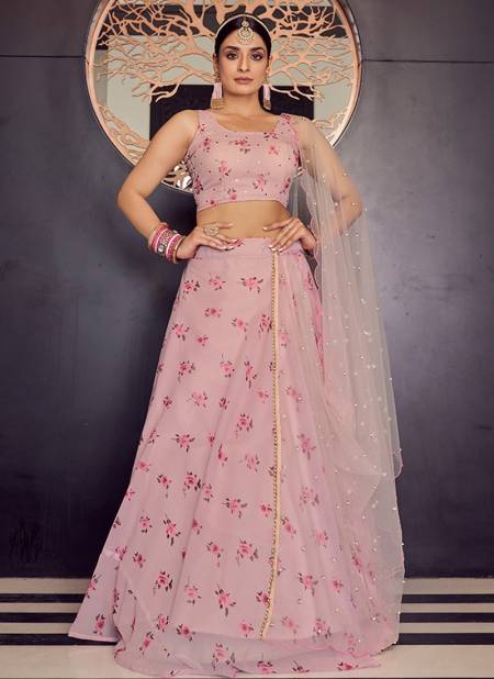 Baby Pink Colour FLORALS 4 Exclusive Party Wear Heavy Work Latest Lehenga Choli Collection 9709